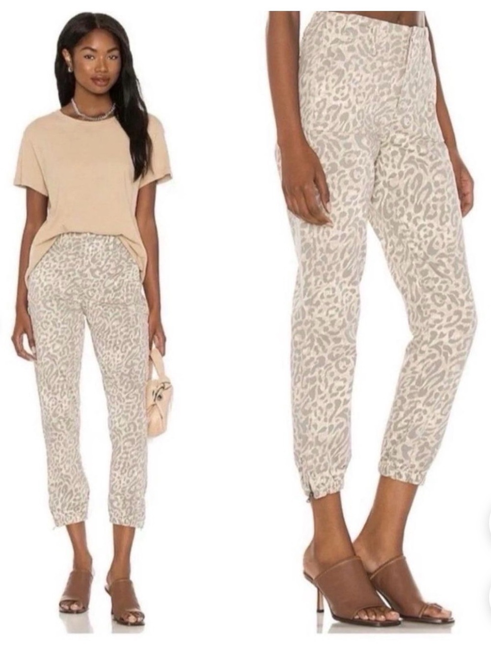 PAIGE Mayslie Jogger Beige Neutral Leopard Print